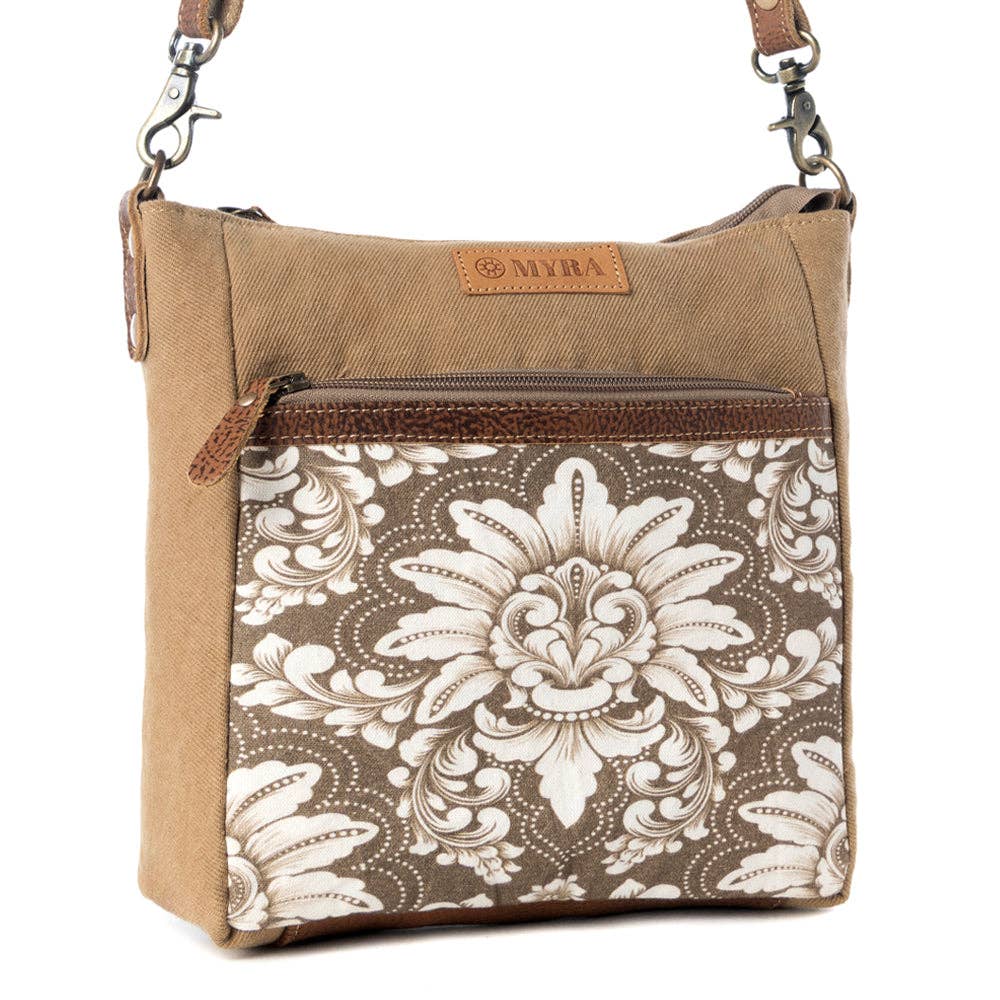 Crestbloom Vintage Crossbody Bag for Women in olive with print detail