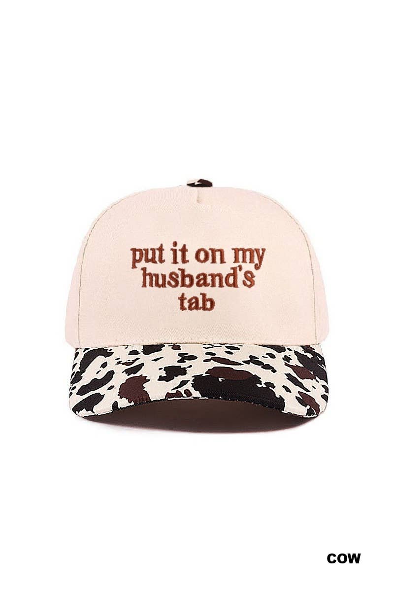 Put It On My Husband's Tab Two-tone Canvas Cotton Cap: LEOPARD