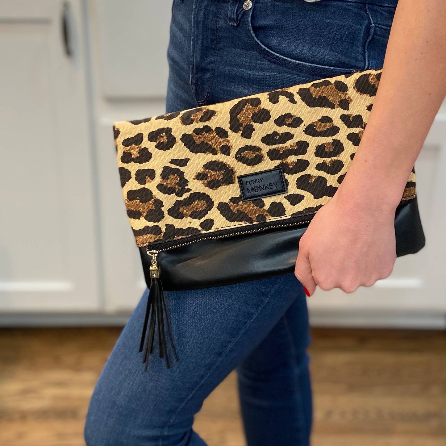 FoldOver Clutch, Leopard-Burg