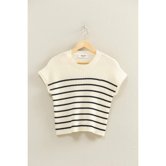 Sleeveless Ribbed Striped Knit Top