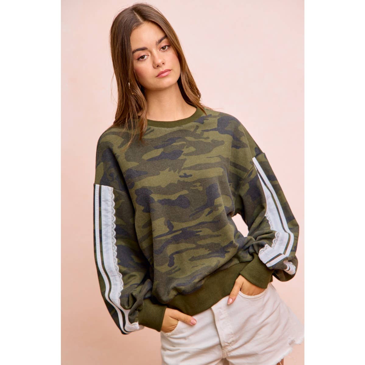 Camoflauge French Terry Lace Sweatshirt