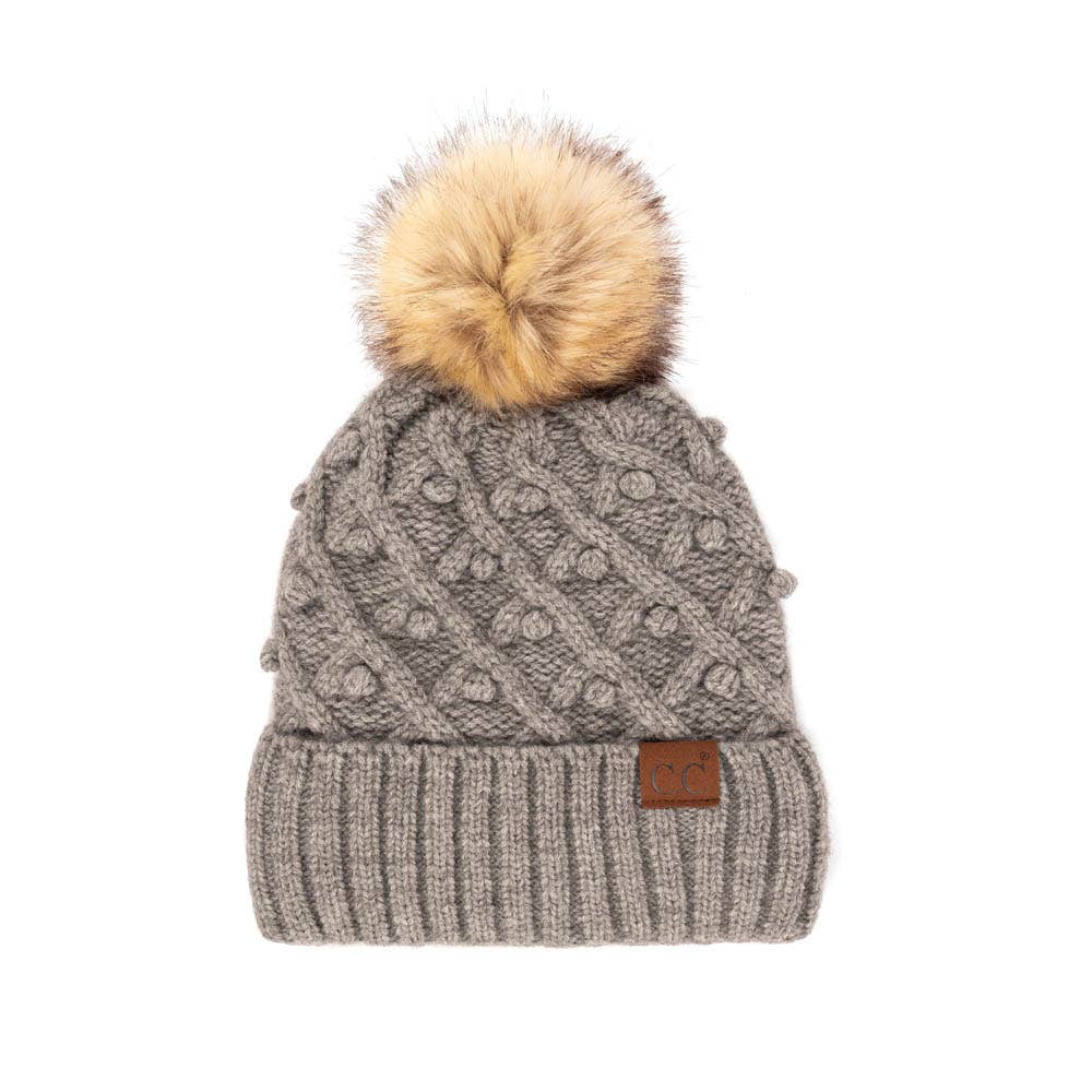 C.C Bobble Beanie Hat: Mustard