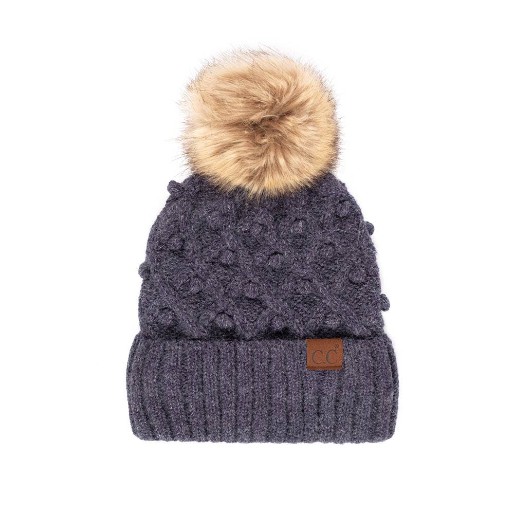 C.C Bobble Beanie Hat: Gray