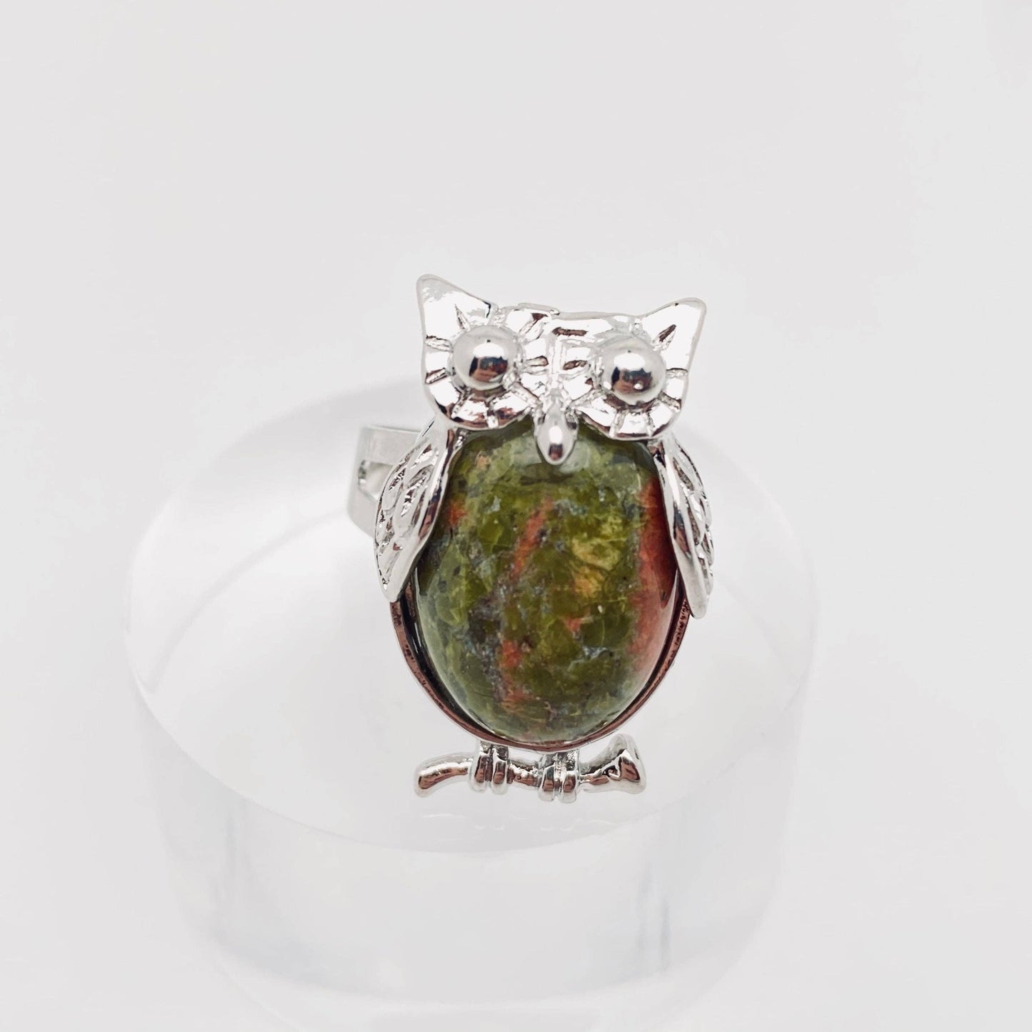 Natural Stone Owl Ring Opening Adjustable: Lapis lazuli / opening adjustable