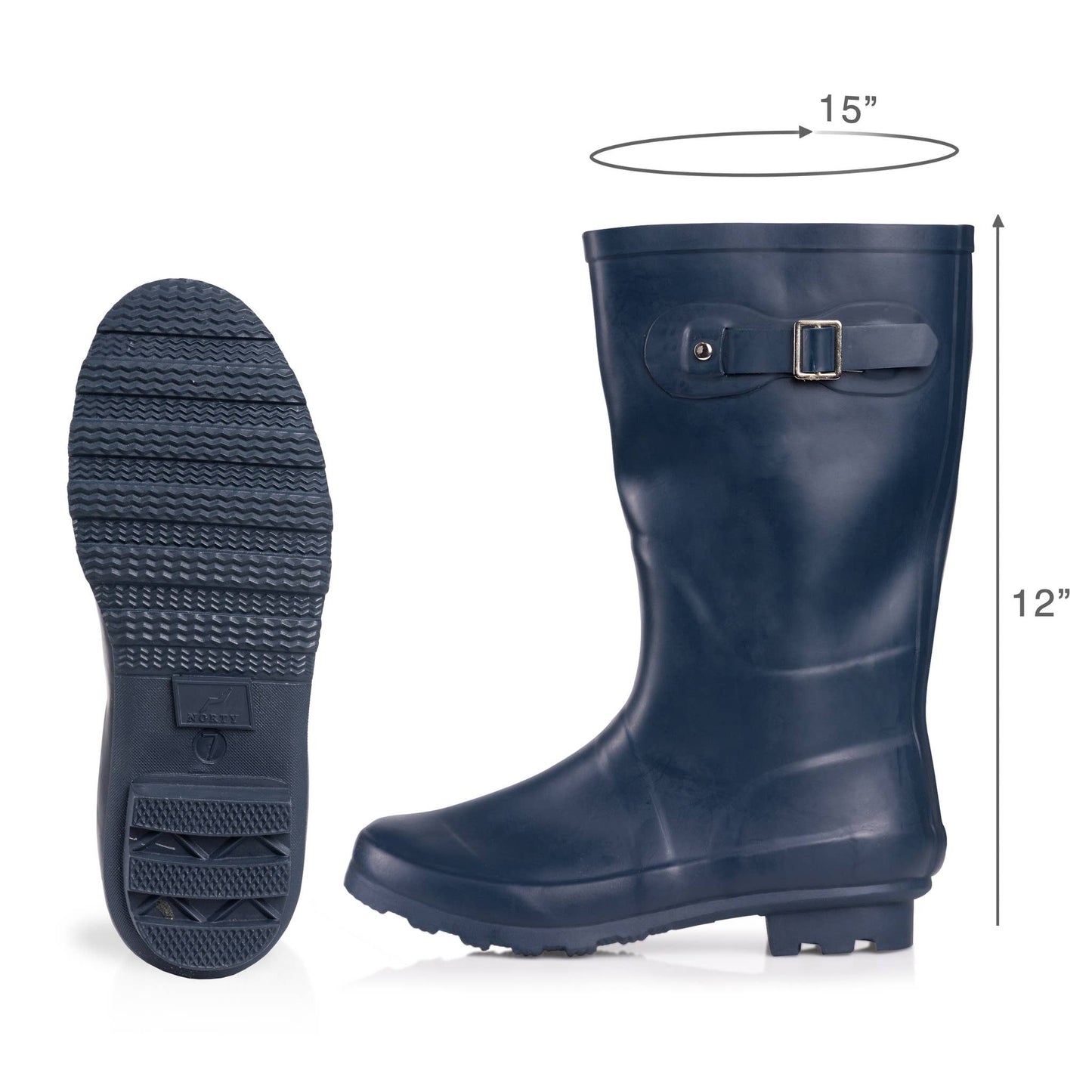 Norty Womens Mid Calf 11" Rain Boot Matte Navy: 9