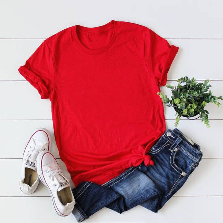 Loose Solid Color Short Sleever T-shirt
