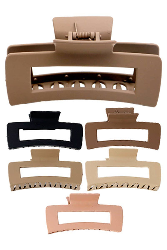 Wide Block Matte Earth Tone Hair Claw - 4 Inch