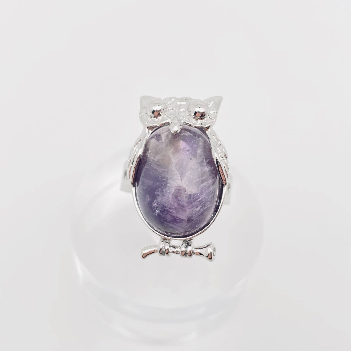Natural Stone Owl Ring Opening Adjustable: Lapis lazuli / opening adjustable