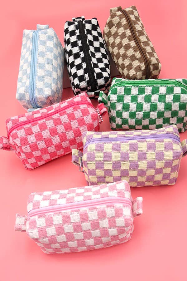 Checkered Gingham Makeup Bag