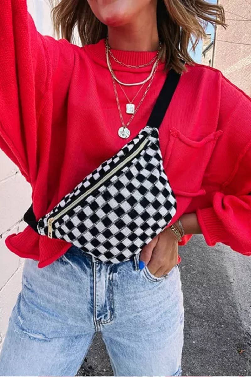Checkered Waist Crossbody Sling Bag