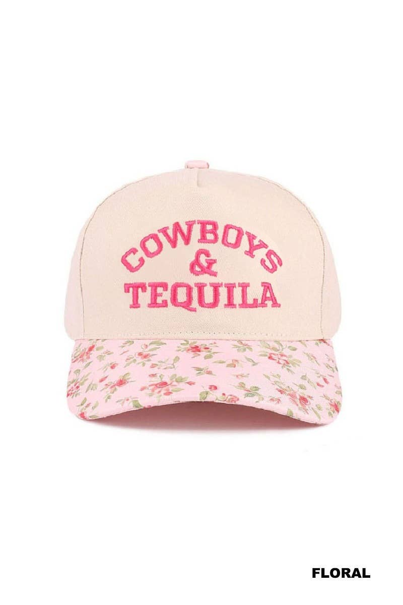 Cowboys And Tequila Two Tone Canvas Cotton Cap: FLORAL
