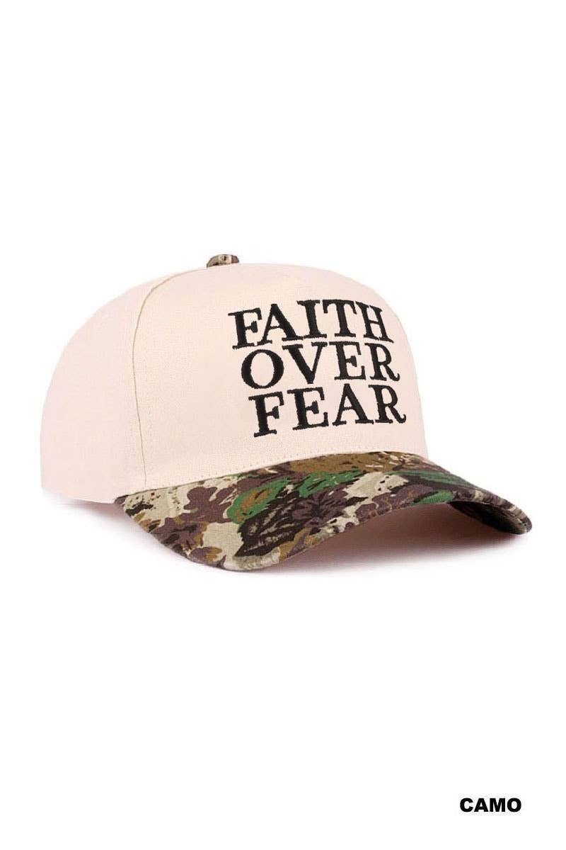 Faith Over Fear Two Tone Cotton Hat: RAISIN