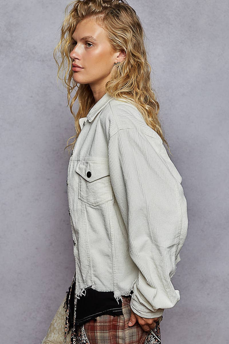 Pocket Front Button Down Corduroy Trucker Jacket