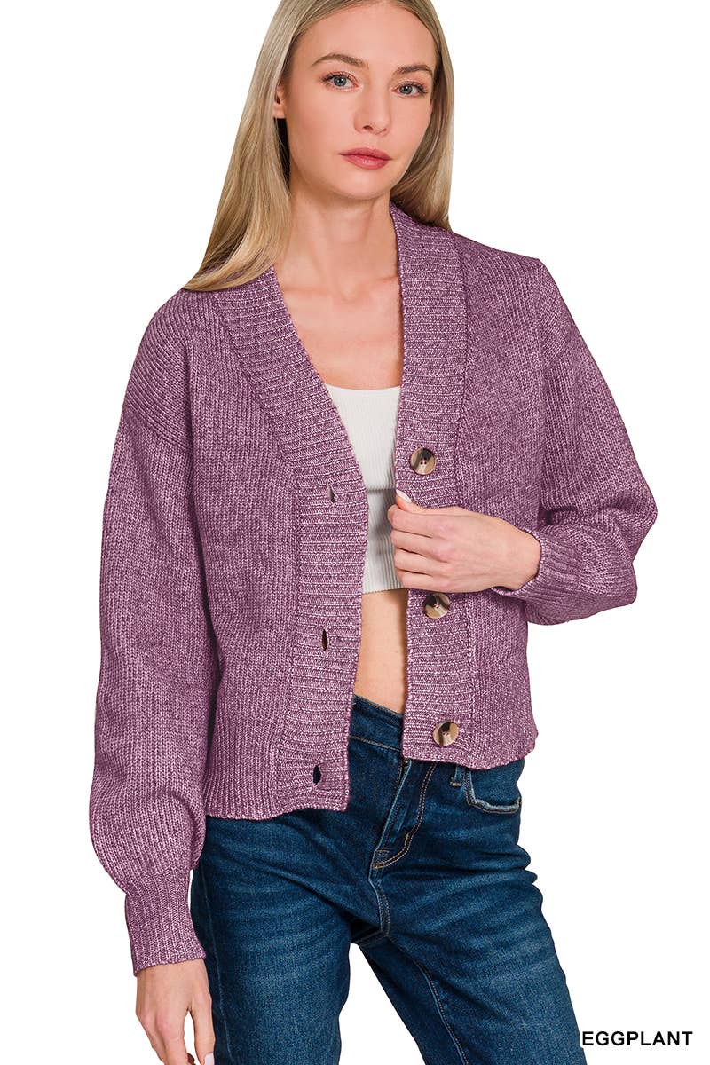 3 Button Front Sweater Cardigan Zenana: ROSE PINK