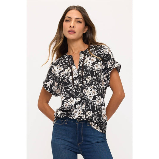 Floral Print Stretchy Knit Top