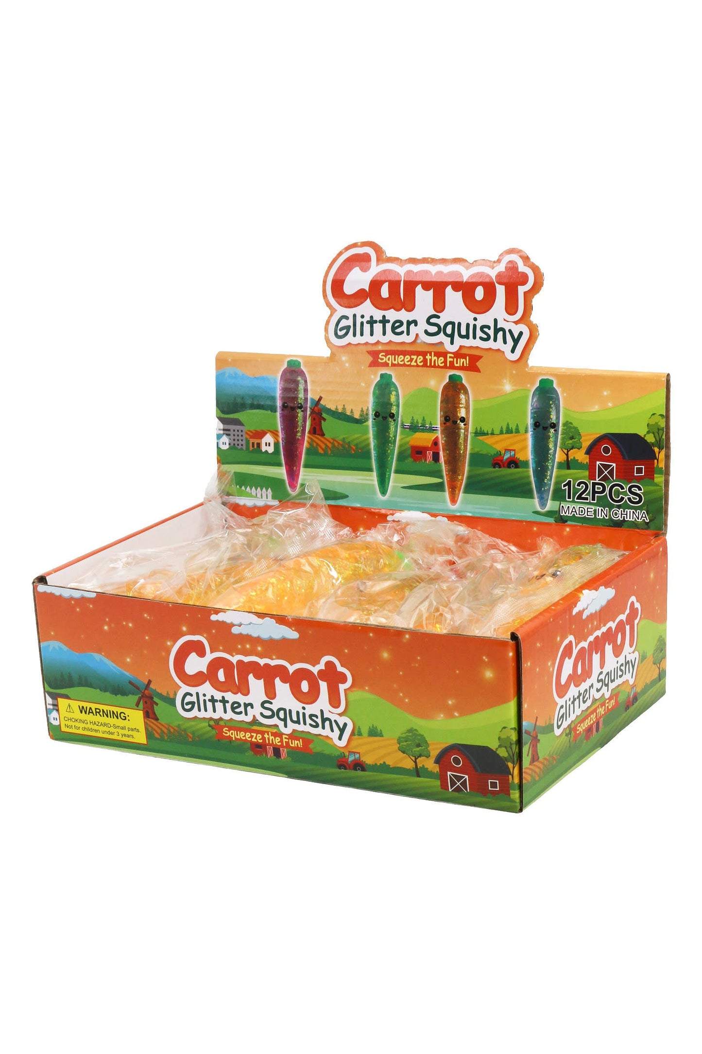 Cute Happy Carrot Glittery Maltose Putty Filled Squishy Toy