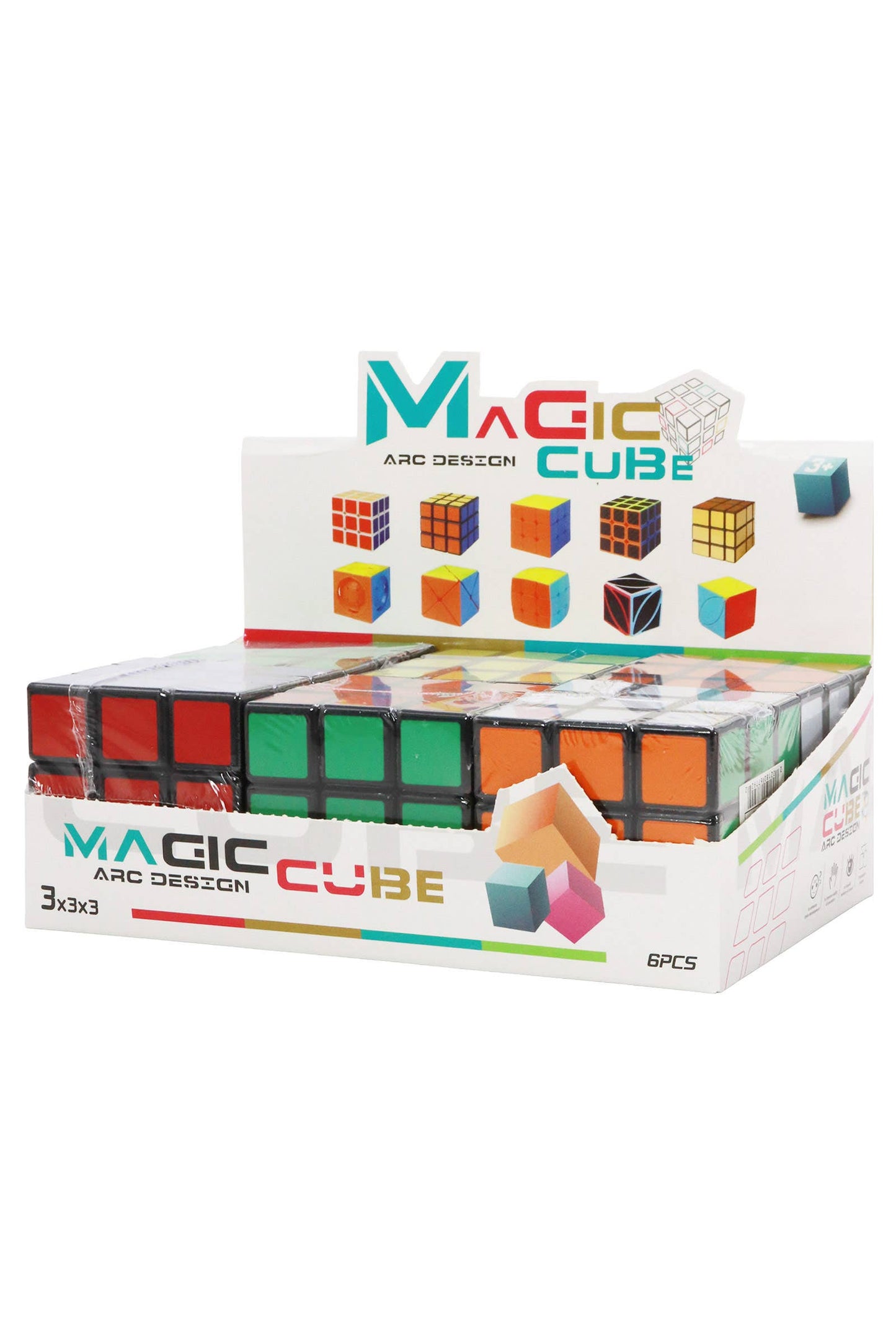 3 X 3 Retro Magic Vibrant Rubik's Cube - 6 Pcs