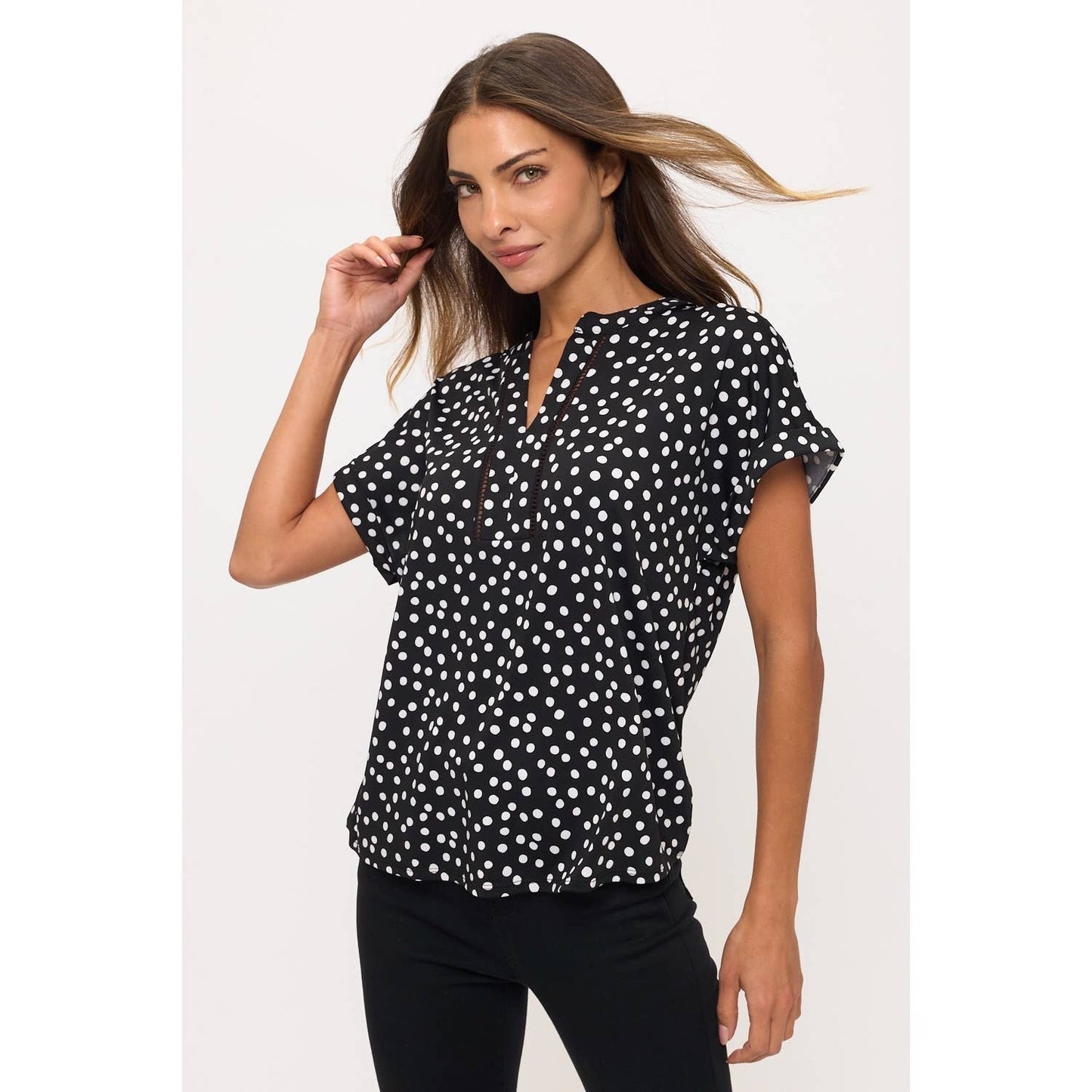 Dotted Stretchy Knit Top