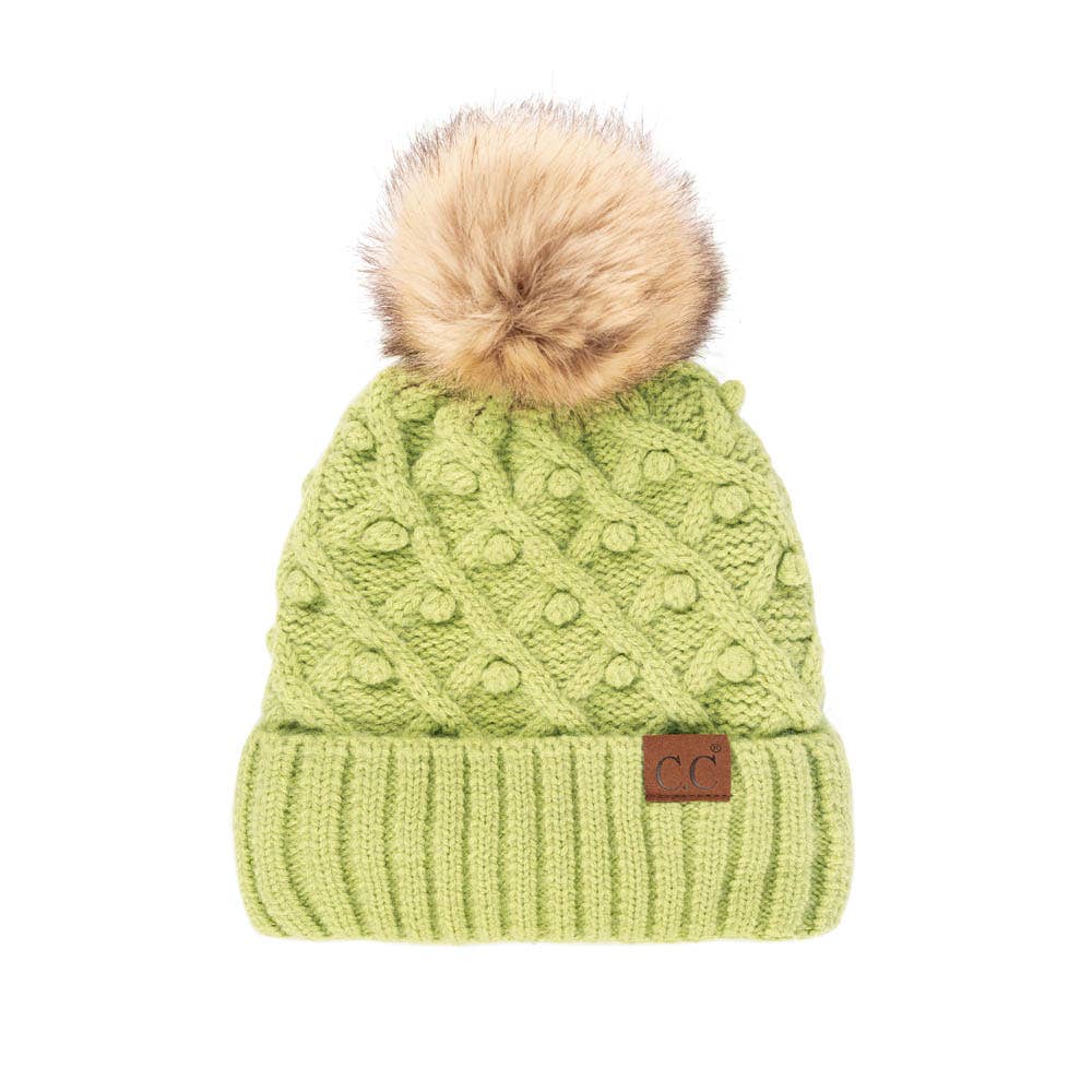 C.C Bobble Beanie Hat: Wine