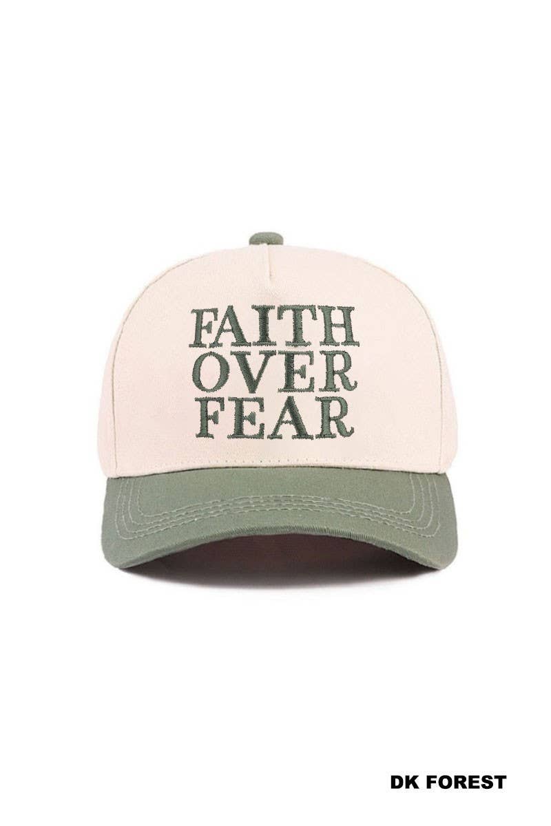 Faith Over Fear Two Tone Cotton Hat: RAISIN