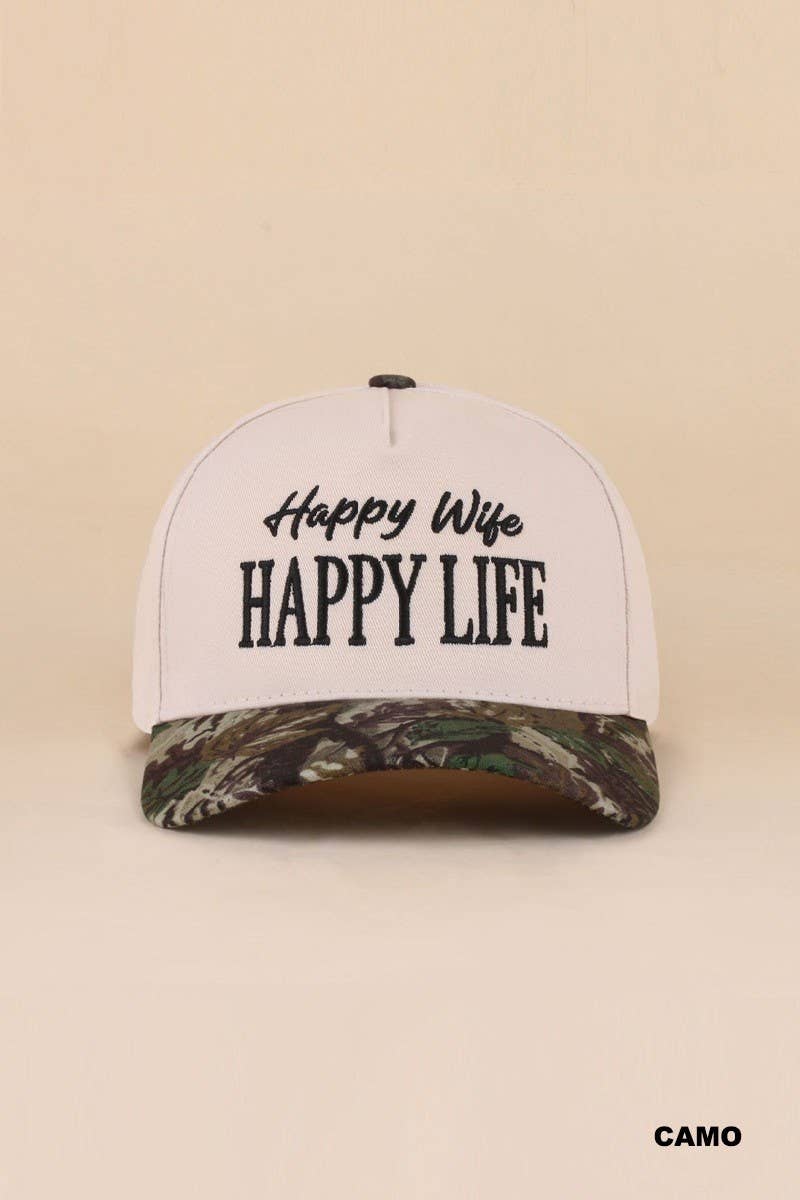 Happy Wife Happy Life Two Tone Snapback Hat: LEOPARD