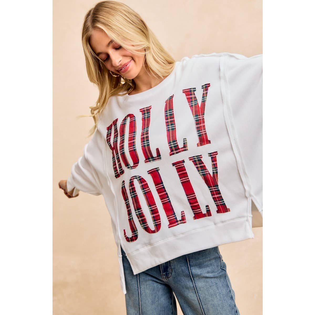 Christmas Plaid Holly Jolly  Sweatshirt