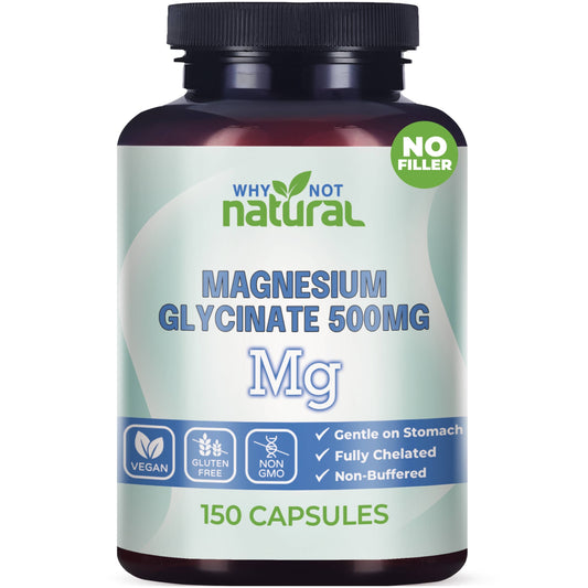 Magnesium Glycinate 500 mg Capsules Supplement - Vegan, 100%