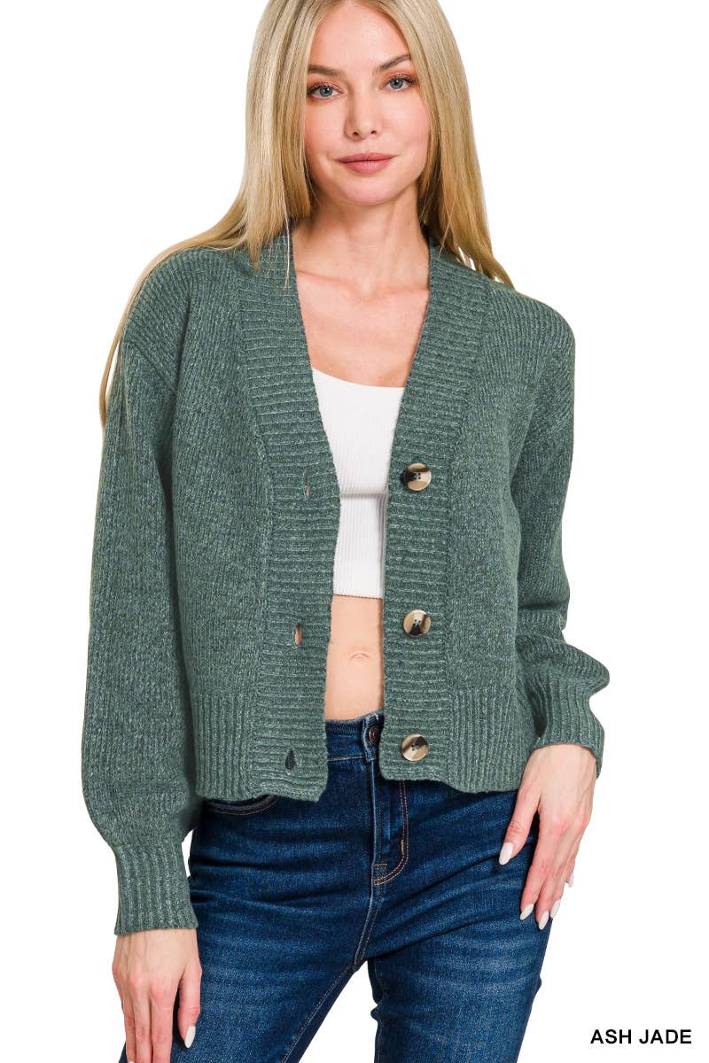 3 Button Front Sweater Cardigan Zenana: ROSE PINK