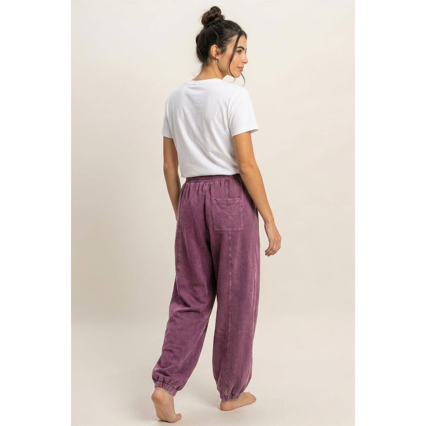 Mineral Wash Elastic Waist Jogger Pants