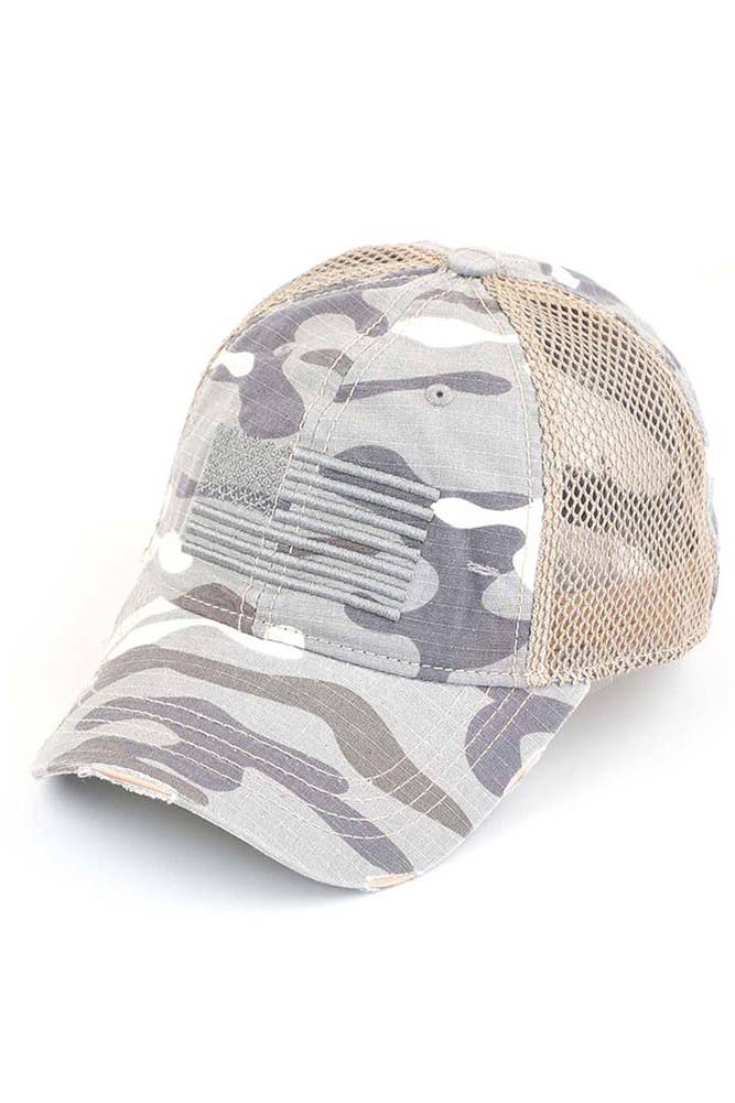 C.C American Flag Embroidery Camo Baseball Hat
