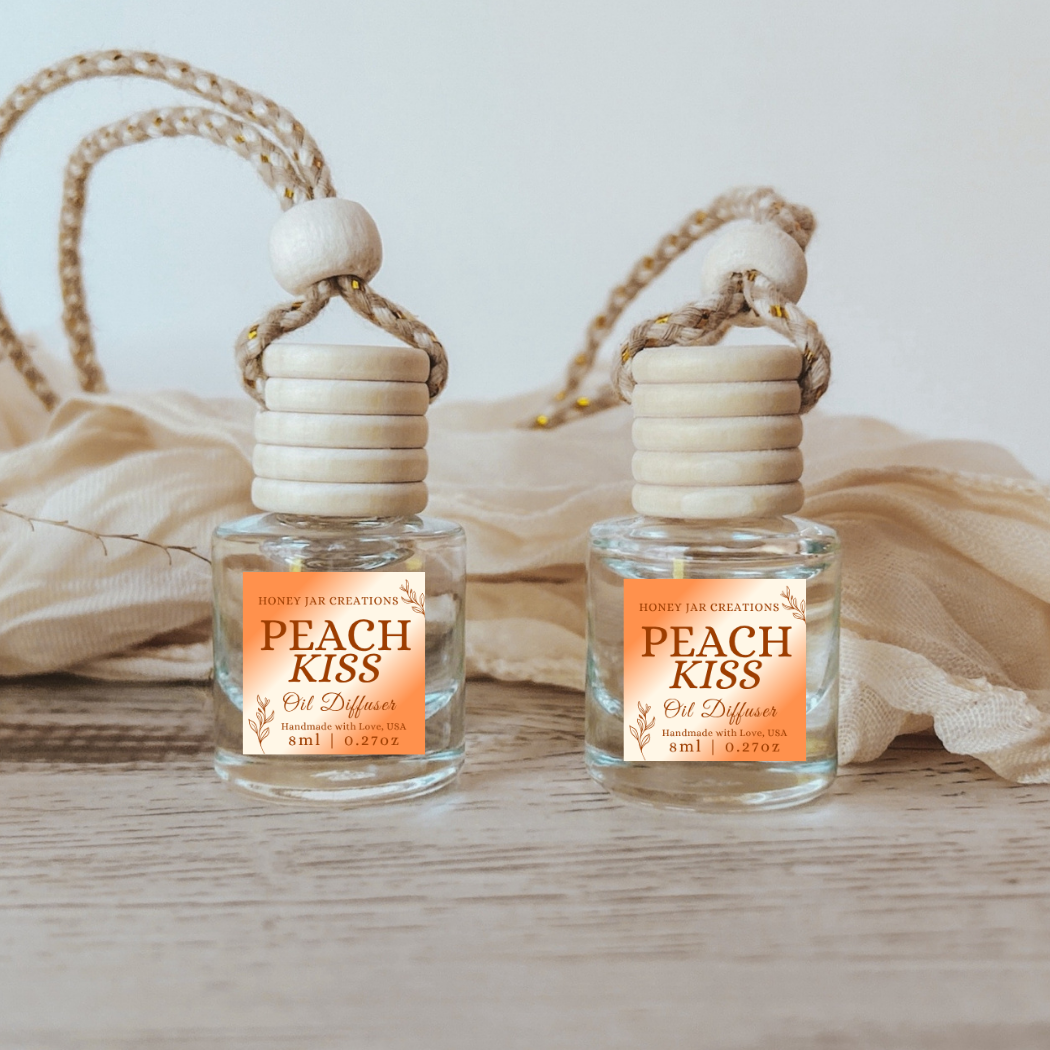 Hanging Car Diffuser | Peach Kiss | Made in USA: Square Bottle