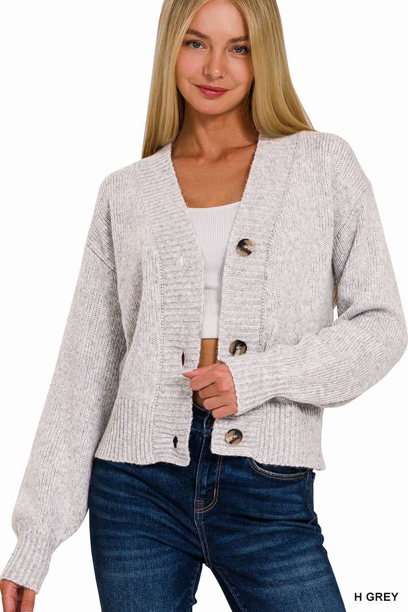 3 Button Front Sweater Cardigan Zenana: ROSE PINK