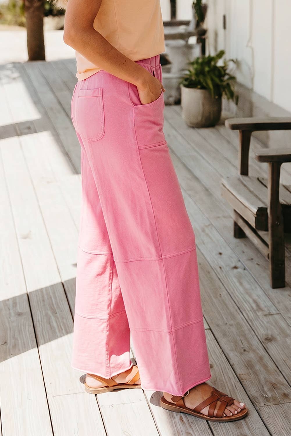 Mineral Wash Exposed Seam Wide Leg Cargo Pansts (S-XL)