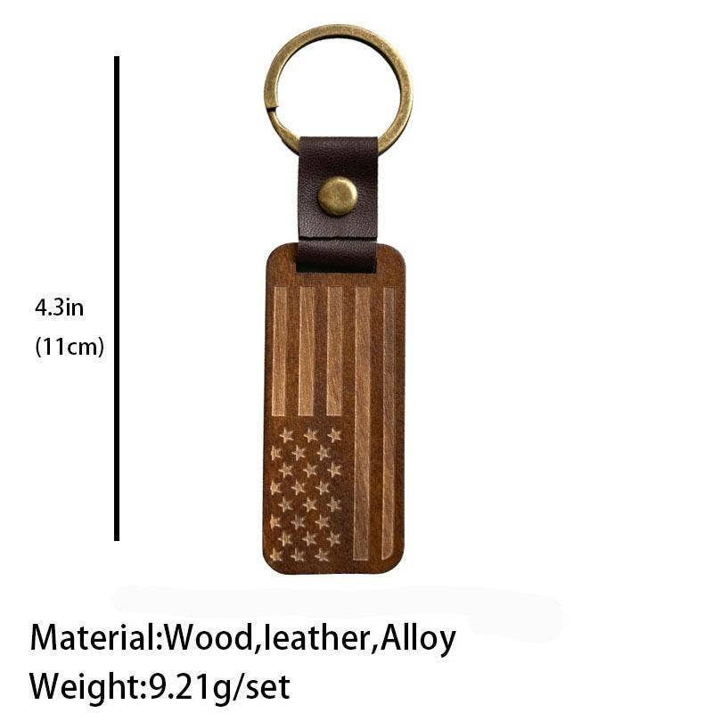 Leather Wood Pendant Keychain Gift For Dad Mom Friends: Friend