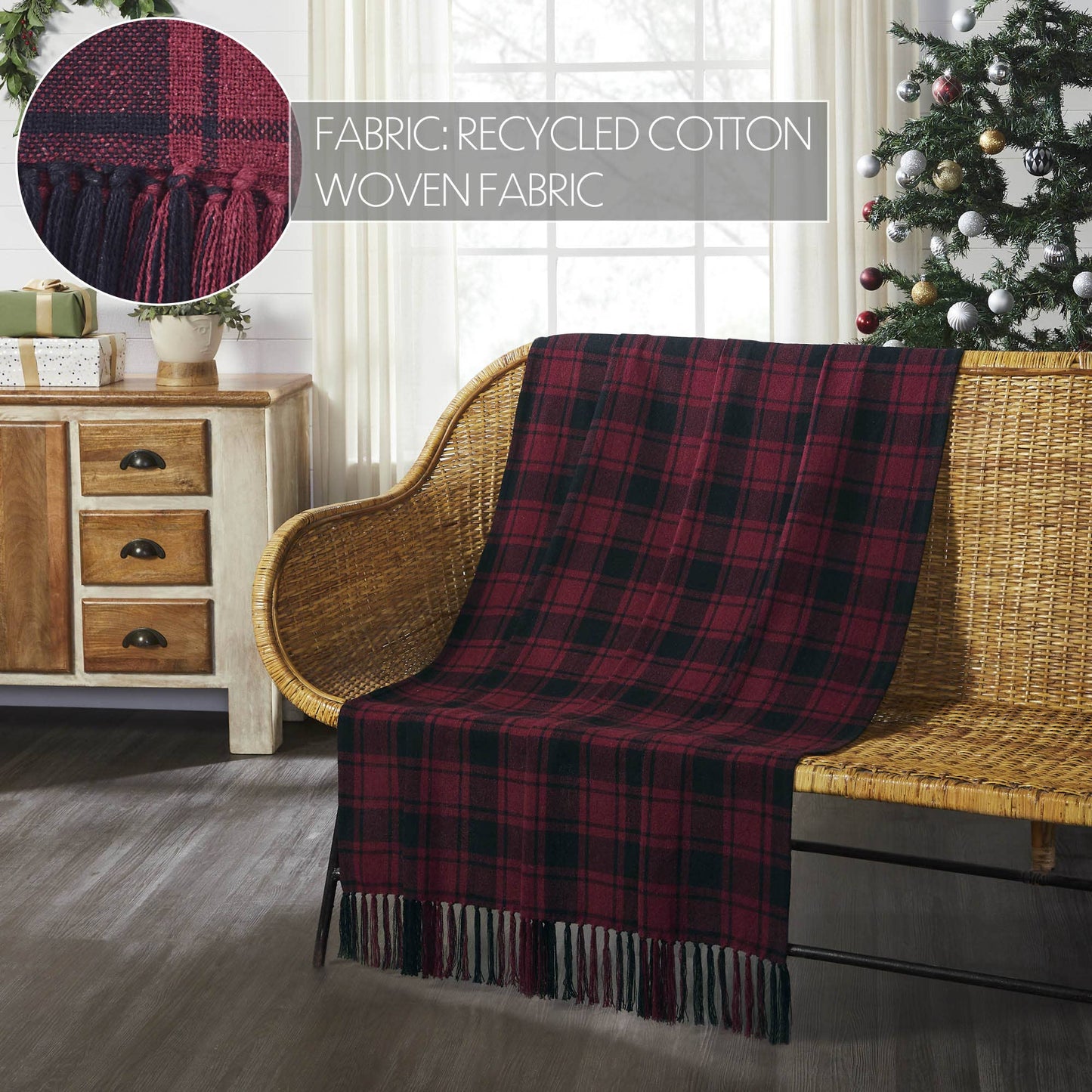 Cumberland Red Black Plaid Woven Throw 50x60