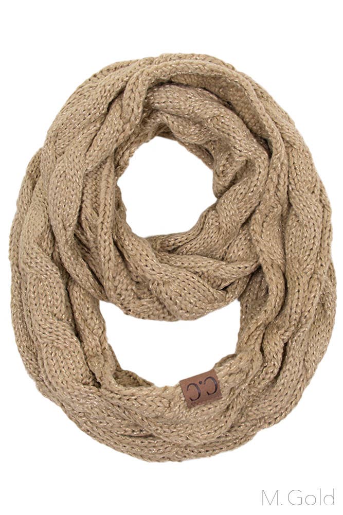 C.C Knitted Metallic Scarf: Teal/Teal