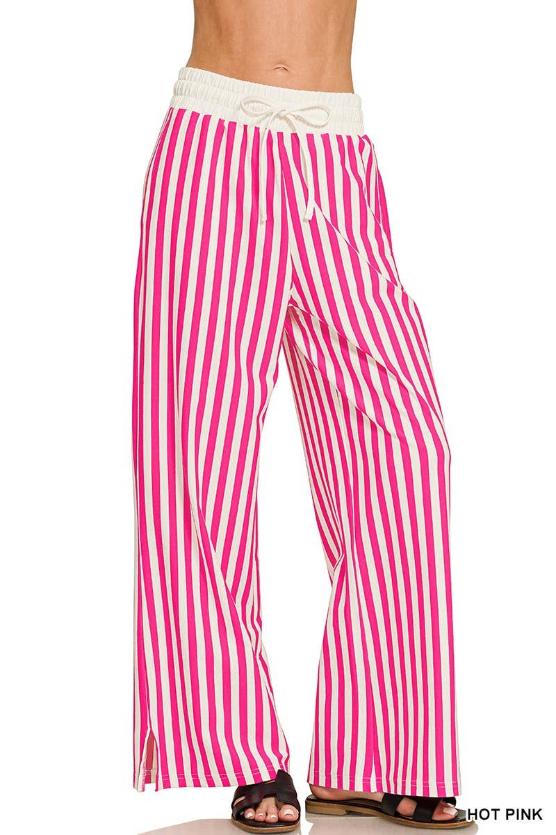 Vertical Striped Wide Leg Pants