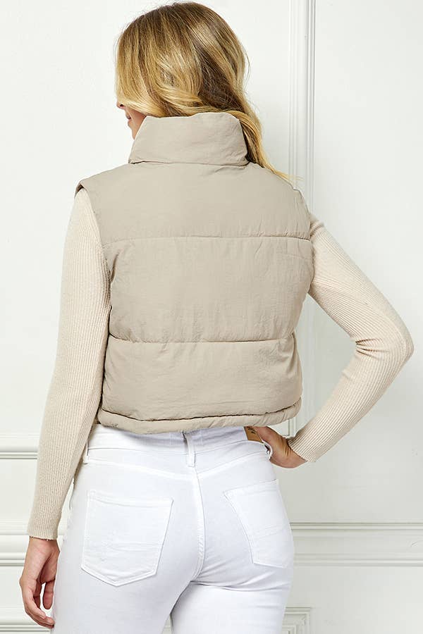 Lightweig Padded Crop Puffer Vest, Sleeveless Puffer Vest