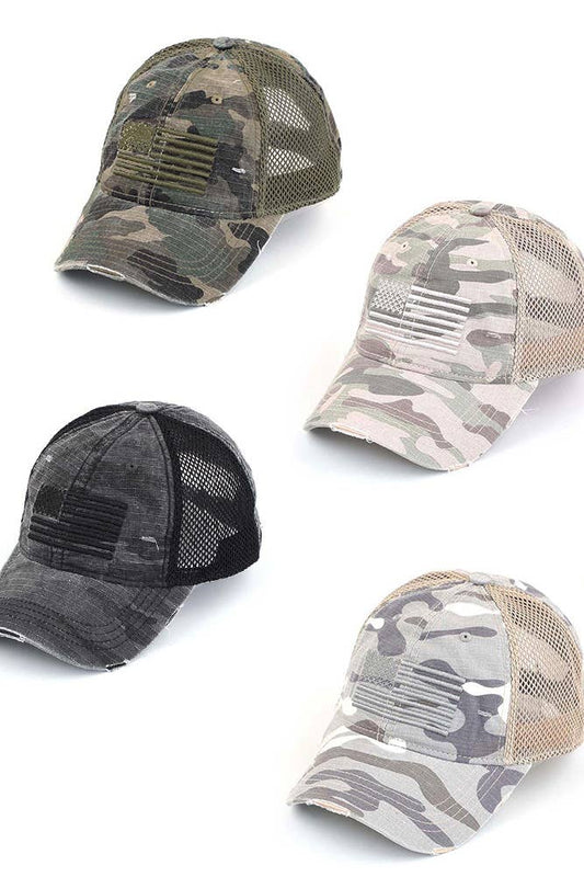 C.C American Flag Embroidery Camo Baseball Hat