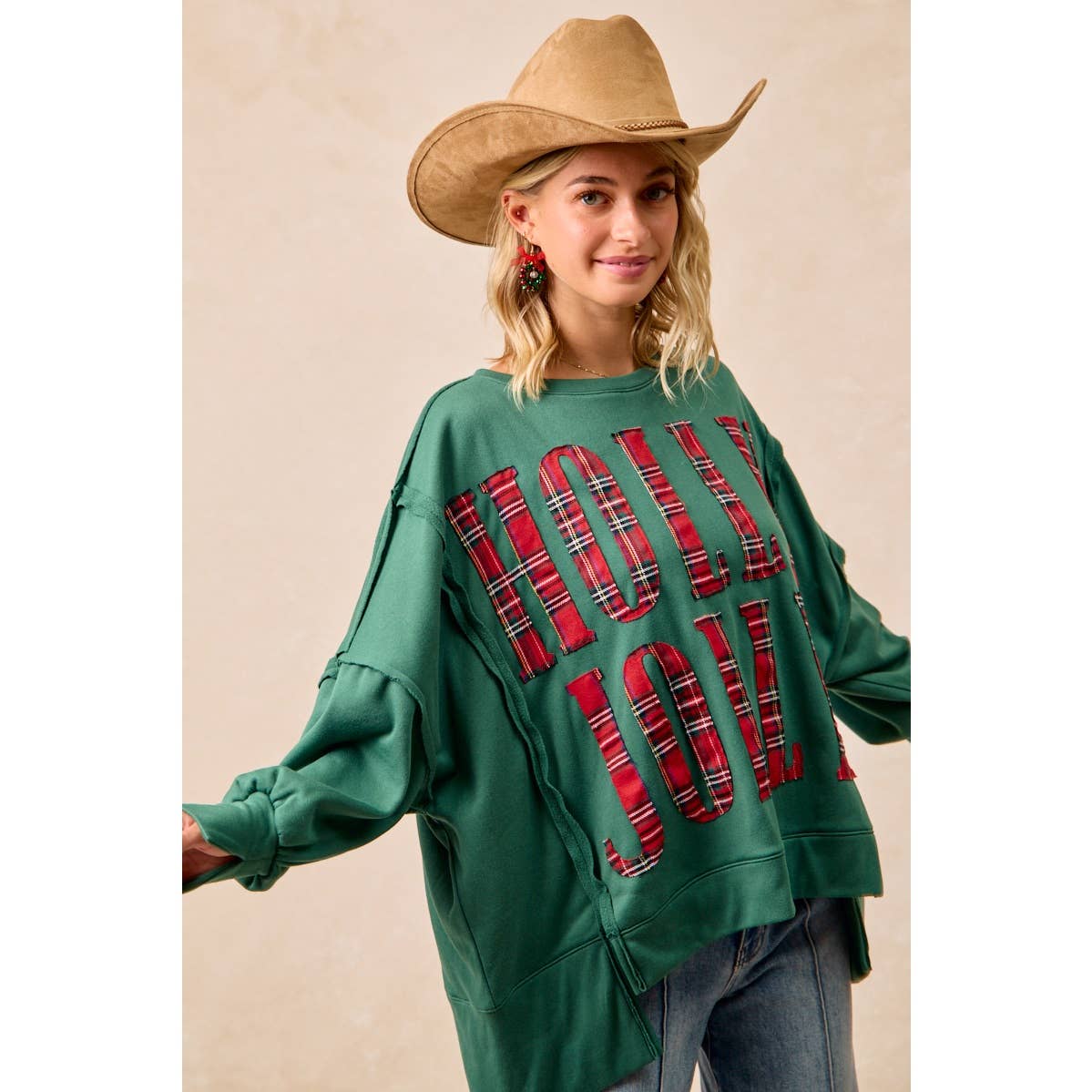 Christmas Plaid Holly Jolly  Sweatshirt