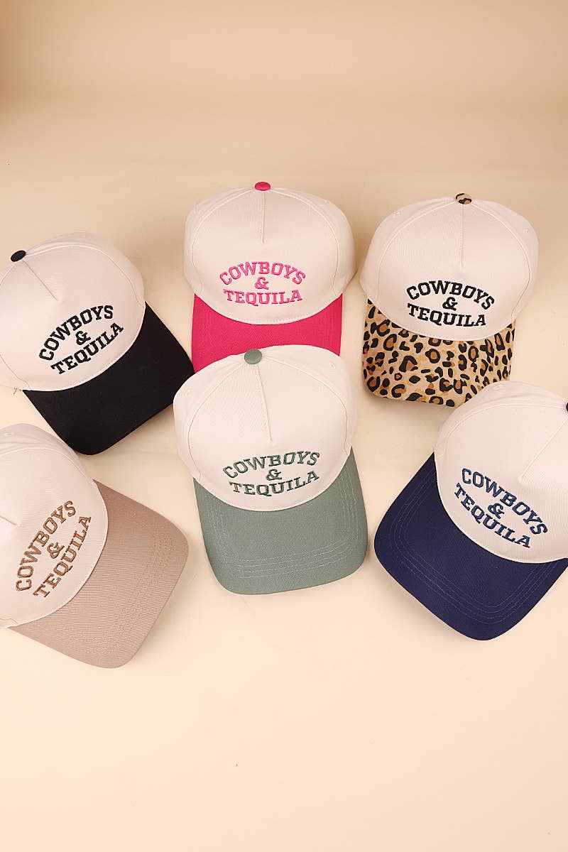 Cowboys And Tequila Two Tone Canvas Cotton Cap: FLORAL