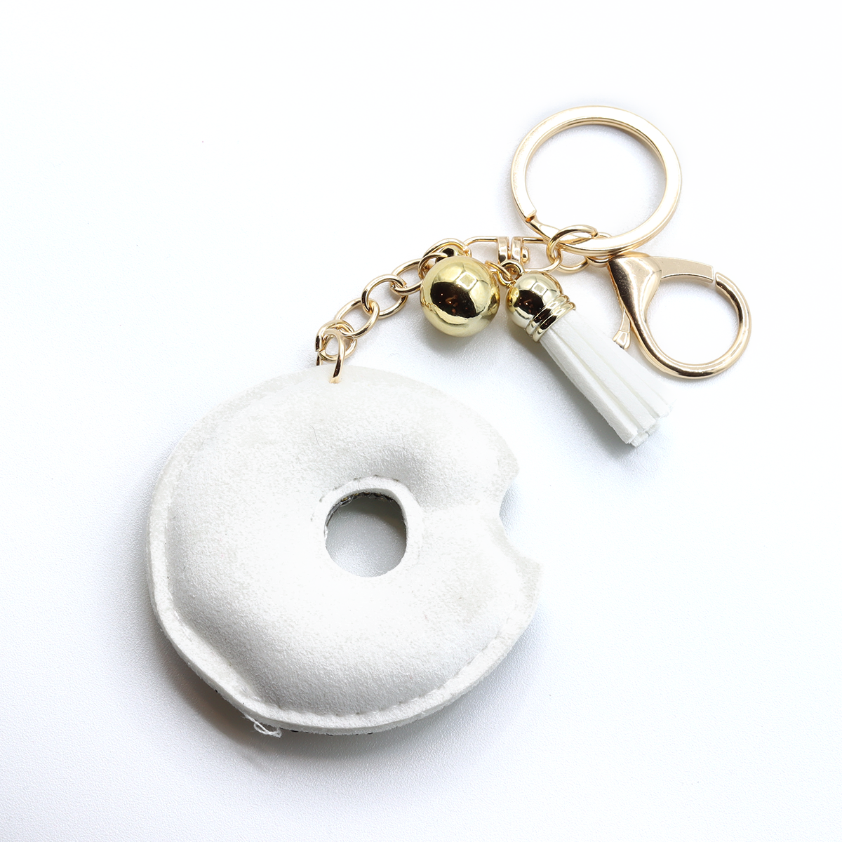 Bling Crystal White Sprinkled Donut Keychain