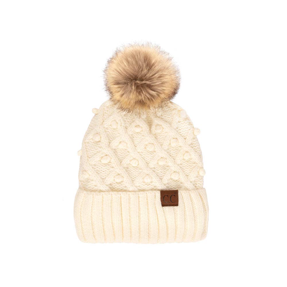 C.C Bobble Beanie Hat: Gray