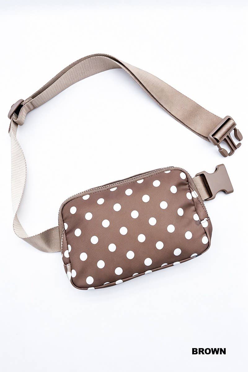 Polka Dot Everywhere Fanny Pack Bag: BLACK