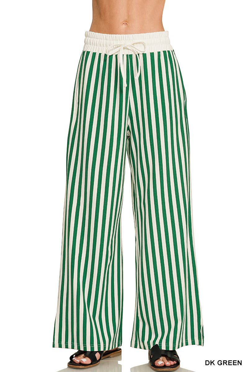 Vertical Striped Wide Leg Pants