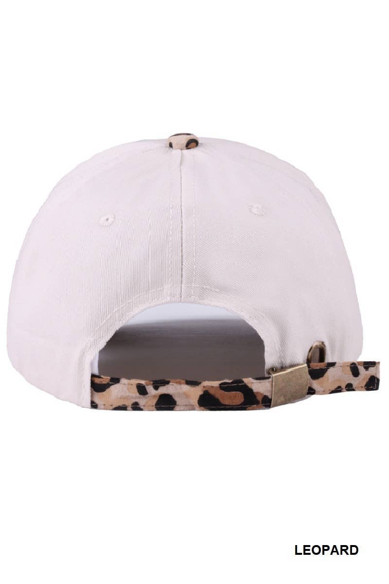 Put It On My Husband's Tab Two-tone Canvas Cotton Cap: LEOPARD