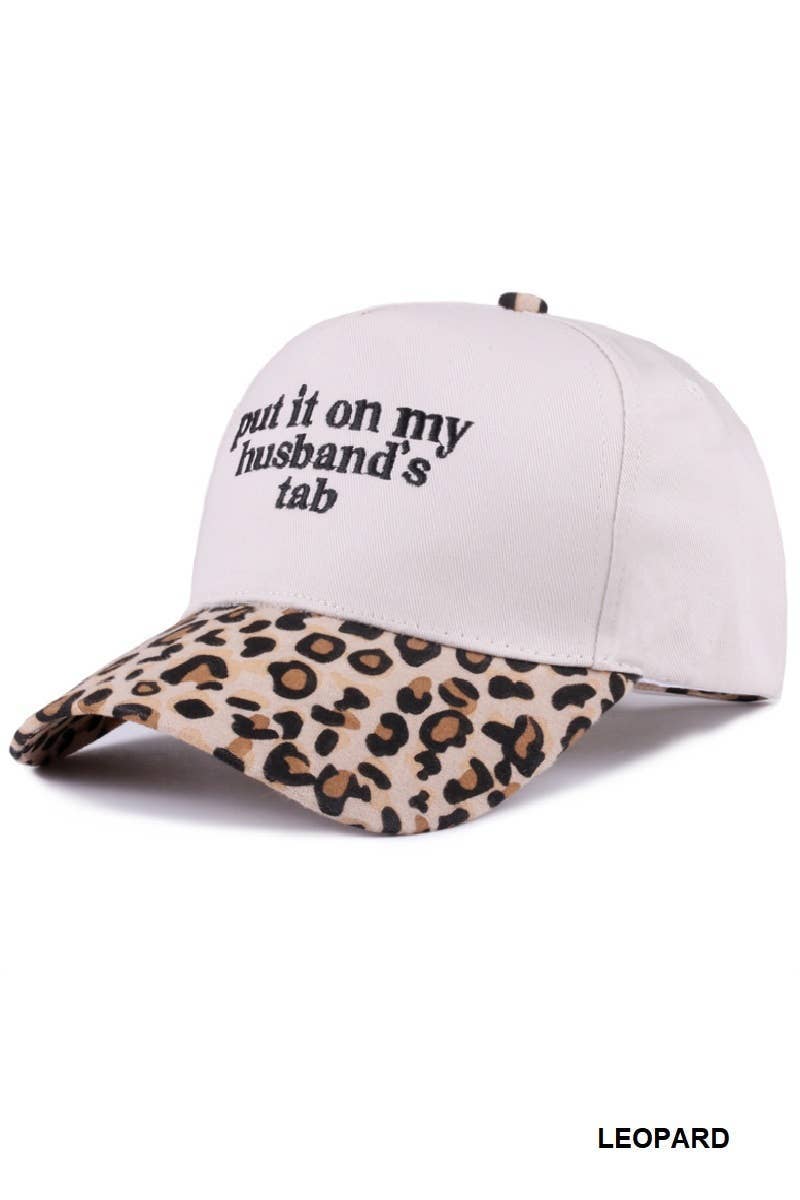 Put It On My Husband's Tab Two-tone Canvas Cotton Cap: COW