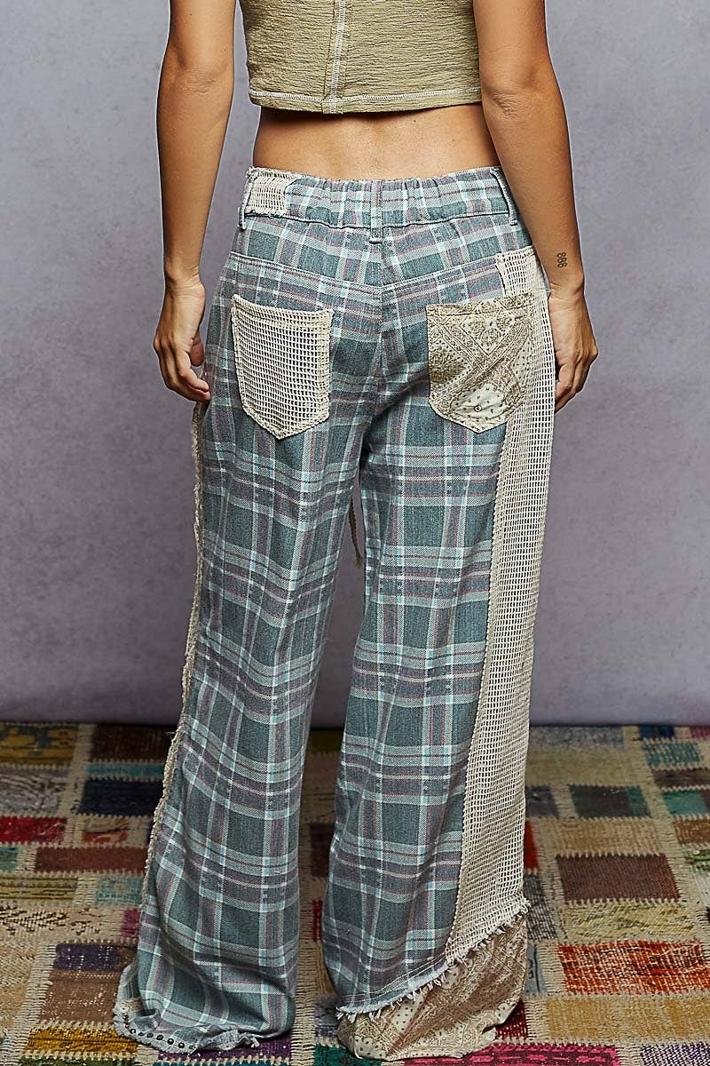 Stud Detail Woven Denim Pants