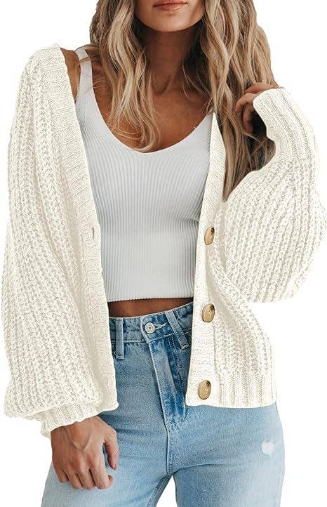 Loose Knit Solid Color Single Breasted Cardigan
