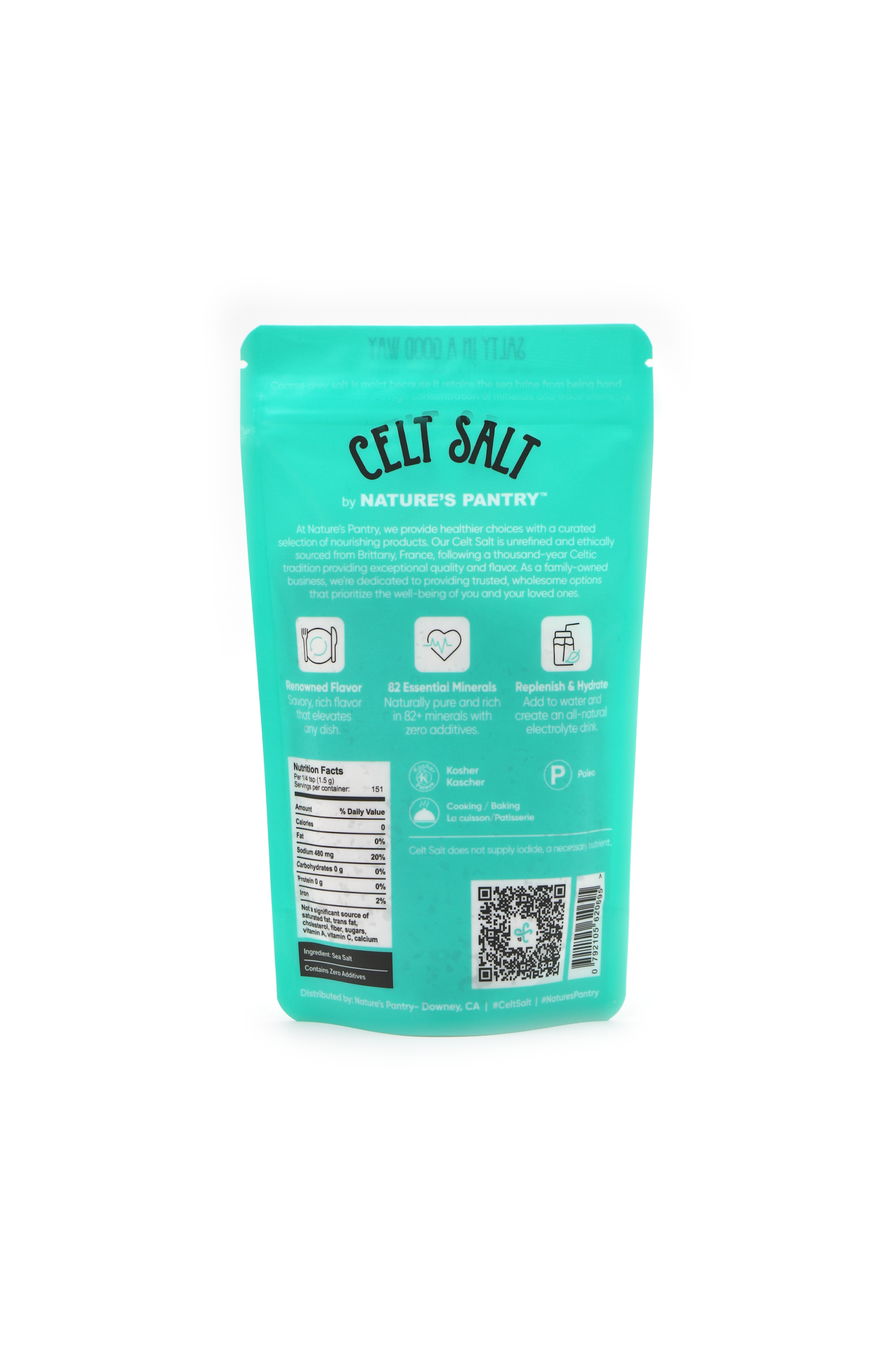 Celtic Sea Salt, Fine Ground - 1/2 lb (8 oz) Resealable Bag